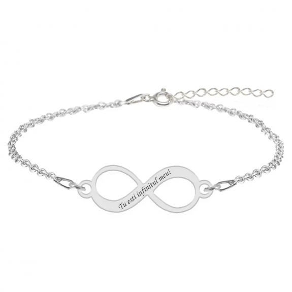 Bratara argint infinit 20 mm - personalizata cu text